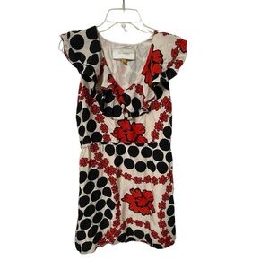 Leifsdottir Abbey Rose red and black Floral Silk Dress
Anthropologie